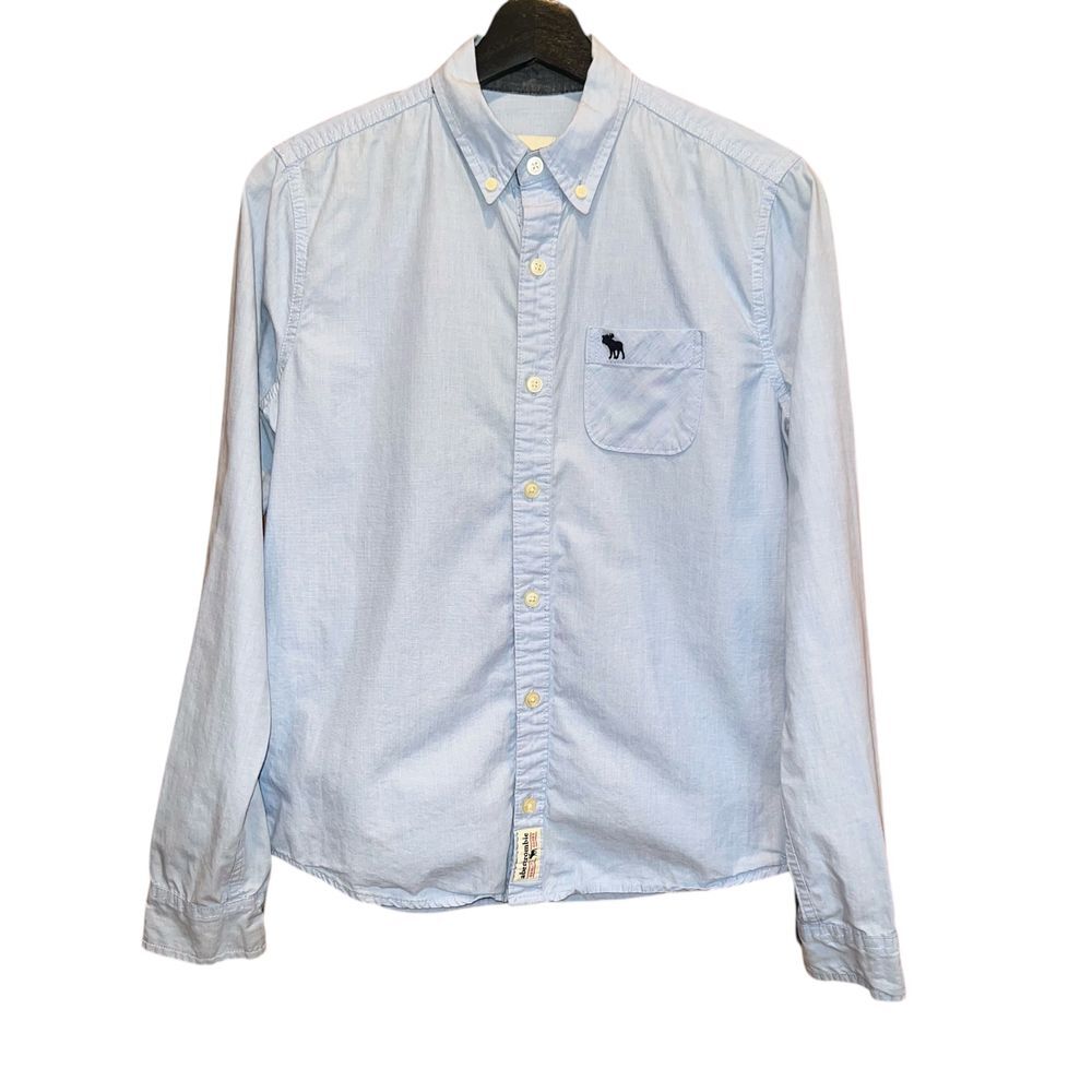 Abercrombie KIDS Button Down Shirt Boys 15/16 Blue Long‎ Sleeve Chest Pocket